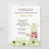 ピンクの亀と池Ogベビーシャワー招待状 招待状 (正面)