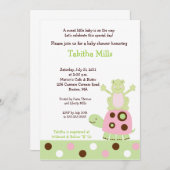 ピンクの亀と池Ogベビーシャワー招待状 招待状 (正面/裏面)