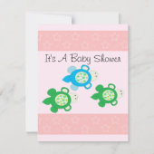ピンクの亀の赤ちゃんシャワー 招待状 (正面)