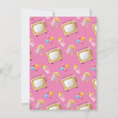 ピンクの人形おもちゃのスリープオーバー誕生日パーティー 招待状 (裏面)