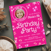 ピンクの人形の写真 誕生日パーティー 招待状