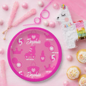 ピンクの人形の誕生日パーティカスタム、名前をカスタムする ペーパープレート (パーティー)