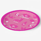 ピンクの人形の誕生日パーティカスタム、名前をカスタムする ペーパープレート (アングル)