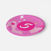 ピンクの人形の誕生日パーティカスタム、名前をカスタムする ペーパープレート (アングル)