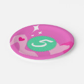 ピンクの人形の誕生日パーティカスタム、名前をカスタムする ペーパープレート (アングル)