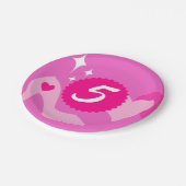 ピンクの人形の誕生日パーティカスタム、名前をカスタムする ペーパープレート (アングル)