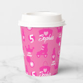 ピンクの人形の誕生日パーティカスタム、名前をカスタムする 紙コップ (裏面)