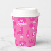 ピンクの人形の誕生日パーティカスタム、名前をカスタムする 紙コップ (正面)
