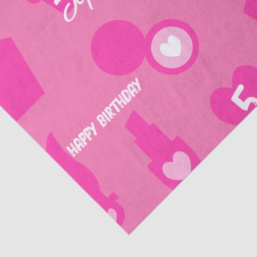 ピンクの人形の誕生日パーティカスタム、名前をカスタムする 薄葉紙 (詳細)