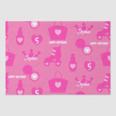 ピンクの人形の誕生日パーティカスタム、名前をカスタムする 薄葉紙 (正面)