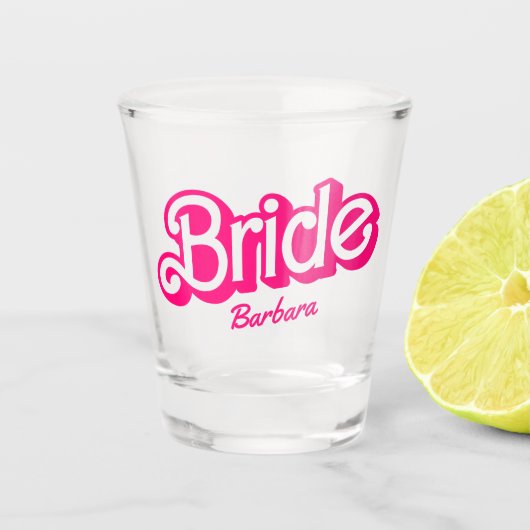 ピンクの人形ファンシーと素晴らしいバチェロレッテ ショットグラス (正面)