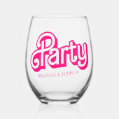 ピンクの人形ファンシーと素晴らしいバチェロレッテ ステムなしワイングラス (正面)