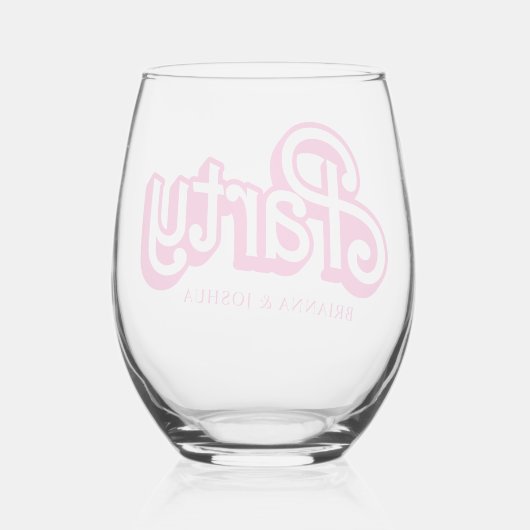 ピンクの人形ファンシーと素晴らしいバチェロレッテ ステムなしワイングラス (裏面)