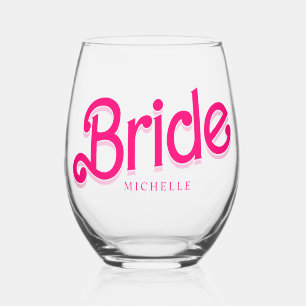 ピンクの人形ファンシーと素晴らしいバチェロレッテ ステムなしワイングラス