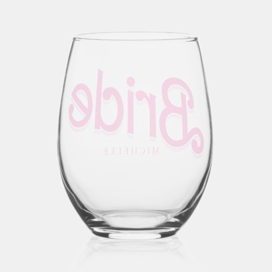 ピンクの人形ファンシーと素晴らしいバチェロレッテ ステムなしワイングラス (裏面)