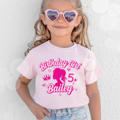ピンクの人形誕生日女の子Tシャツ、かわいい子供の名前 Tシャツ