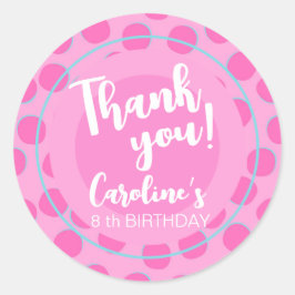 ピンクの人形、女の子の誕生日のお願い ラウンドシール