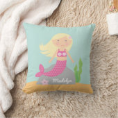 ピンクの人魚およびヒトデの枕 クッション (ブランケット)