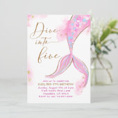 ピンクの人魚が5回の誕生日パーティーに飛び込む 招待状 (スタンド正面)