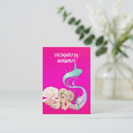 ピンクの人魚のネックレスディスプレイ名刺 名刺 (スタンド正面)