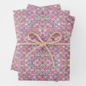 ピンクの人魚のホログラフィはかりで測ックの切り離 ラッピングペーパーシート (インサイチュ)