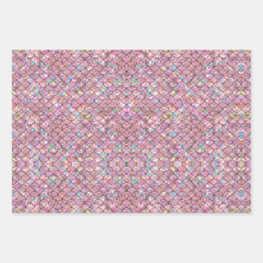 ピンクの人魚のホログラフィはかりで測ックの切り離 ラッピングペーパーシート (正面)