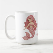 ピンクの人魚の名入れ コーヒーマグカップ (左)