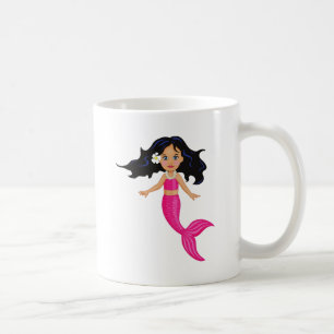 ピンクの人魚の女の子のアート コーヒーマグカップ