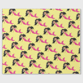 ピンクの人魚の女の子のアート ラッピングペーパー (フラット)