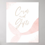 ピンクの人魚の女の子の誕生日カードとギフト ポスター (正面)