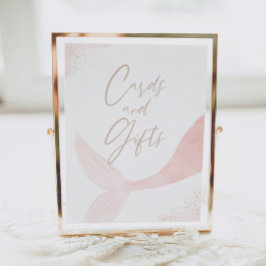 ピンクの人魚の女の子の誕生日カードとギフト ポスター