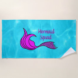 ピンクの人魚の尾のビーチタオルと人魚チーム ビーチタオル