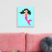 ピンクの人魚の神秘的な生き物の女の子の部屋 キャンバスプリント (インサイチュ (リビング))