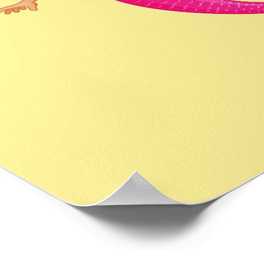 ピンクの人魚の神秘的な生き物の女の子の部屋 ポスター (角)