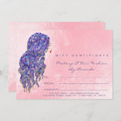 ピンクの人魚の美容師メイクアップ証明書ギフト (正面/裏面)