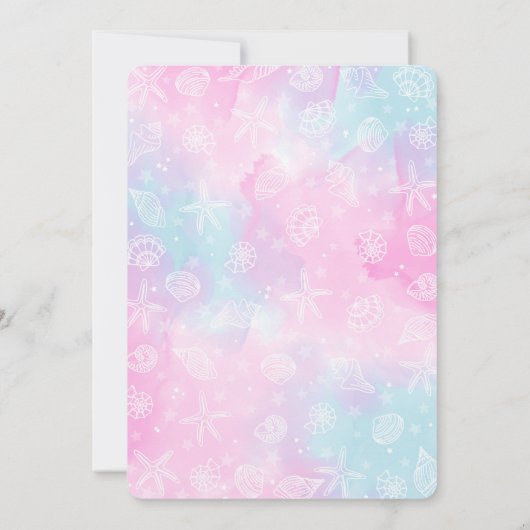ピンクの人魚の誕生日招待状 招待状 (裏面)