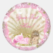 ピンクの人魚の赤ちゃんシャワーのシール ラウンドシール (正面)