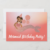 ピンクの人魚アフリカ系アメリカ人バースデーパーティー 招待状 (裏面)