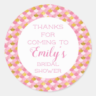 ピンクの人魚パーティー感謝ステッカー ラウンドシール