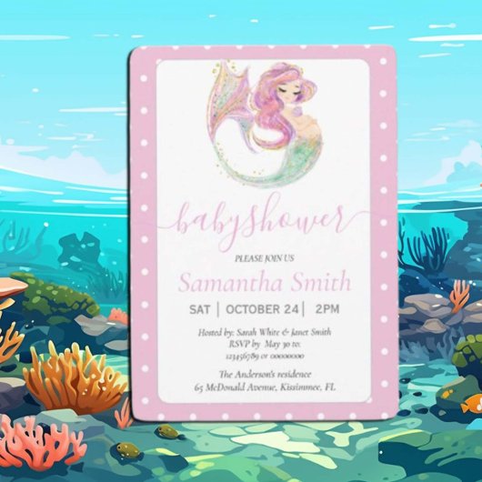 ピンクの人魚パーティー赤ちゃんシャワー。海の下。