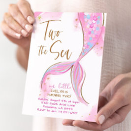 ピンクの人魚パーティー2 海 2歳の誕生日 招待状