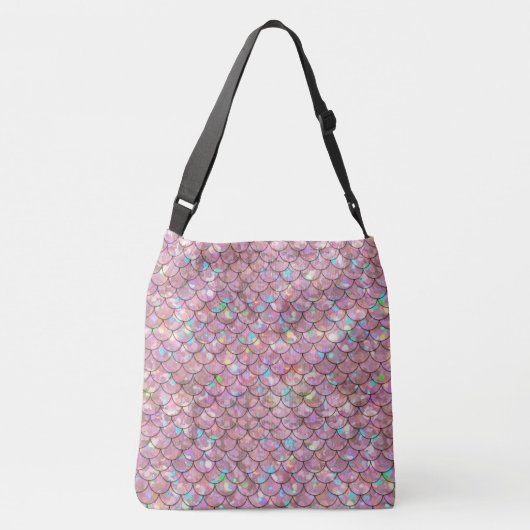 ピンクの人魚ホログラフィはかりで測ックグラエレガントム クロスボディバッグ (裏面)