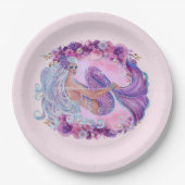 ピンクの人魚ユニーク ペーパープレート (正面)