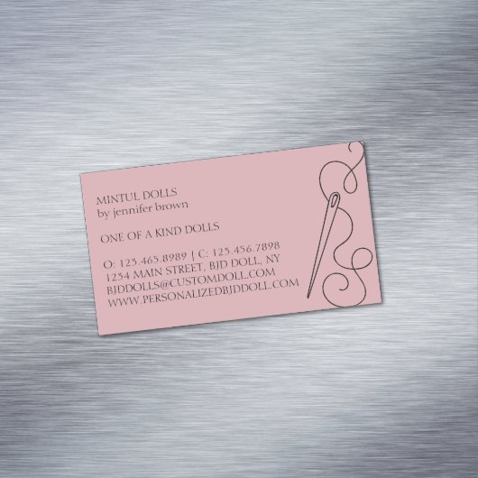 ピンクの仕立て屋の針 マグネット名刺 (インサイチュ)