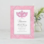ピンクの仮面舞踏会クィンセañera 招待状 (スタンド正面)