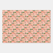 ピンクの休日の切手,クリスマスタウン,弓 ラッピングペーパーシート (正面2)