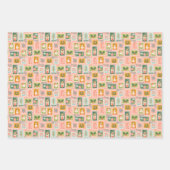 ピンクの休日の切手,クリスマスタウン,弓 ラッピングペーパーシート (正面)