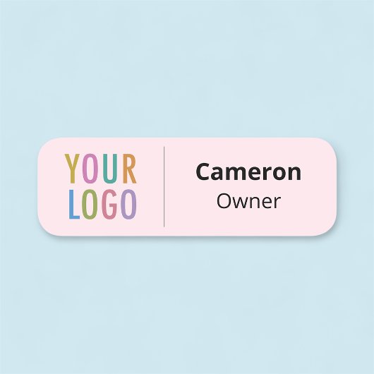 ピンクの会社の名札ビジネスロゴ磁気またはピン 名札