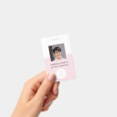 ピンクの会社QRコード写真IDバッジ バッジ (手持ち)