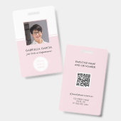 ピンクの会社QRコード写真IDバッジ バッジ (正面＆裏面)